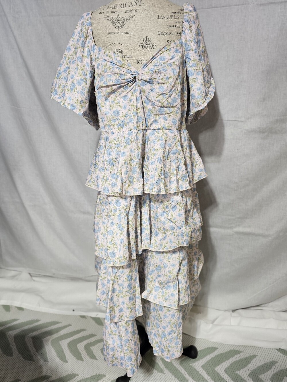 Show Me Your MuMu Pastel Floral Tiered Maxi Dress - Blue & Pink